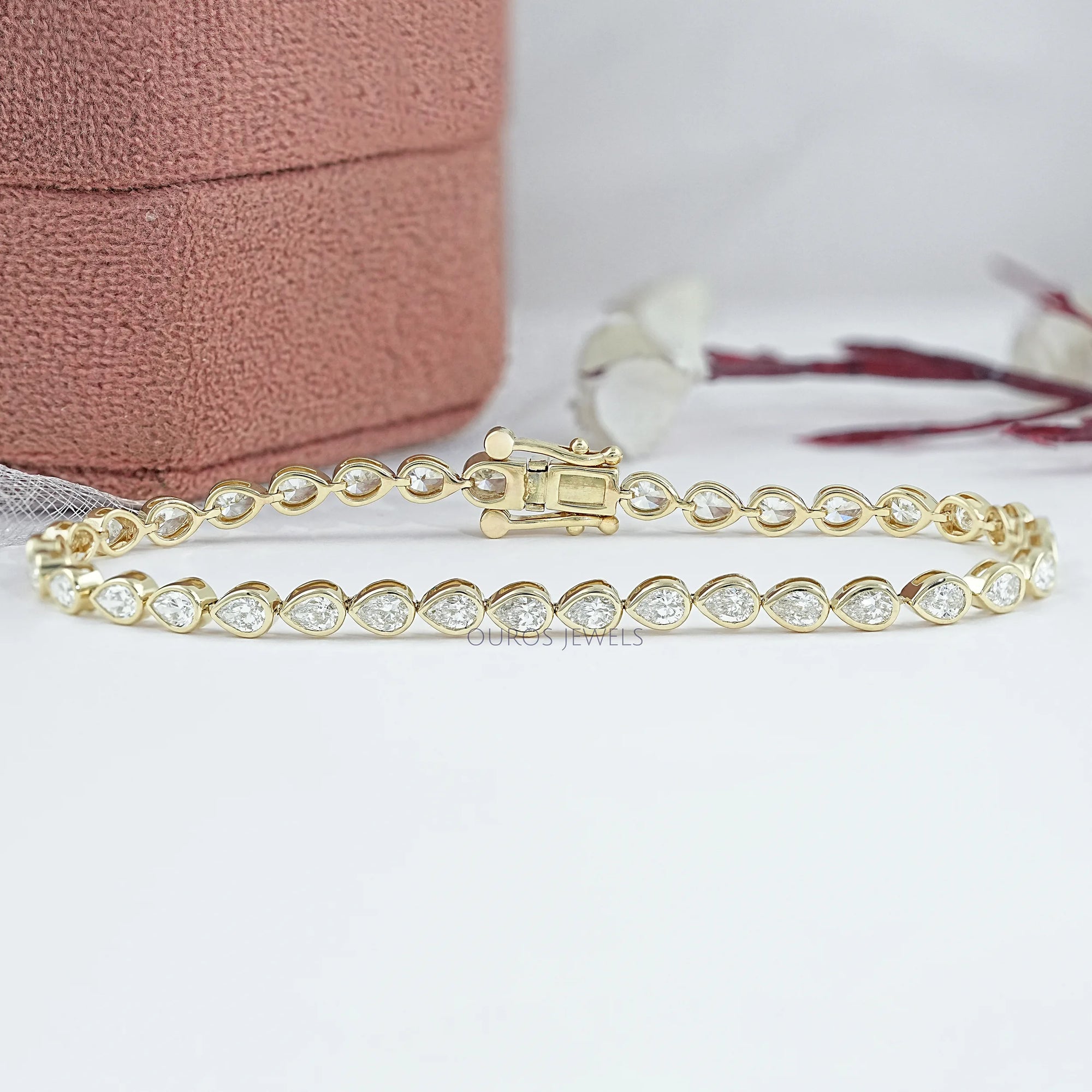 Pear Diamond Tennis Bracelet - East West Set Bezel Set Bracelet