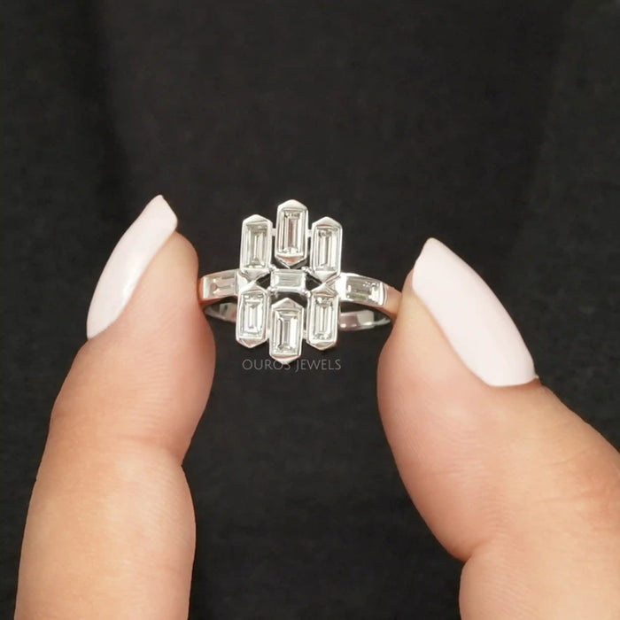 [A Women holding  Bezel Set Ring]-[Ouros Jewels\
