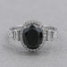 Black Oval Cut Halo With Accent Diamond Ring Rings