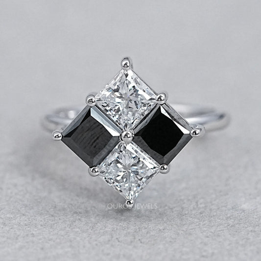 Princess Cut Black Diamond Anniversary Rings Ring
