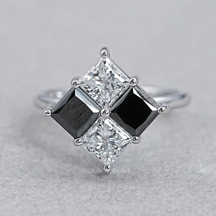 Princess Cut Black Diamond Anniversary Rings Ring