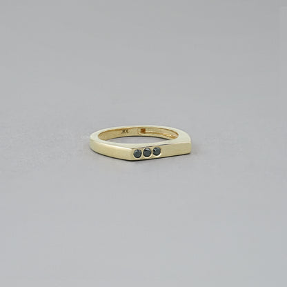 Black Round Diamond Flush Set Signet Ring