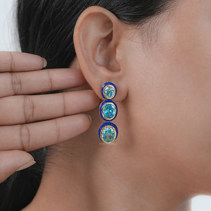 Blue Topaz Oval Gemstone Dangle Earrings Earrings