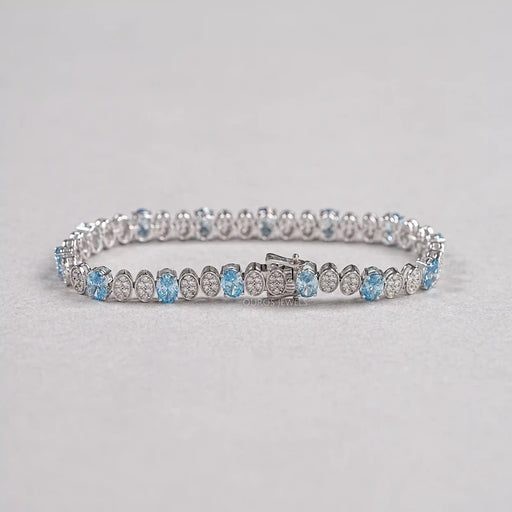 Blue Oval Diamond And Round Diamond Tennis Bracelet Bracelet