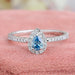 Blue Pear Cut Halo Diamond Engagement Ring Rings