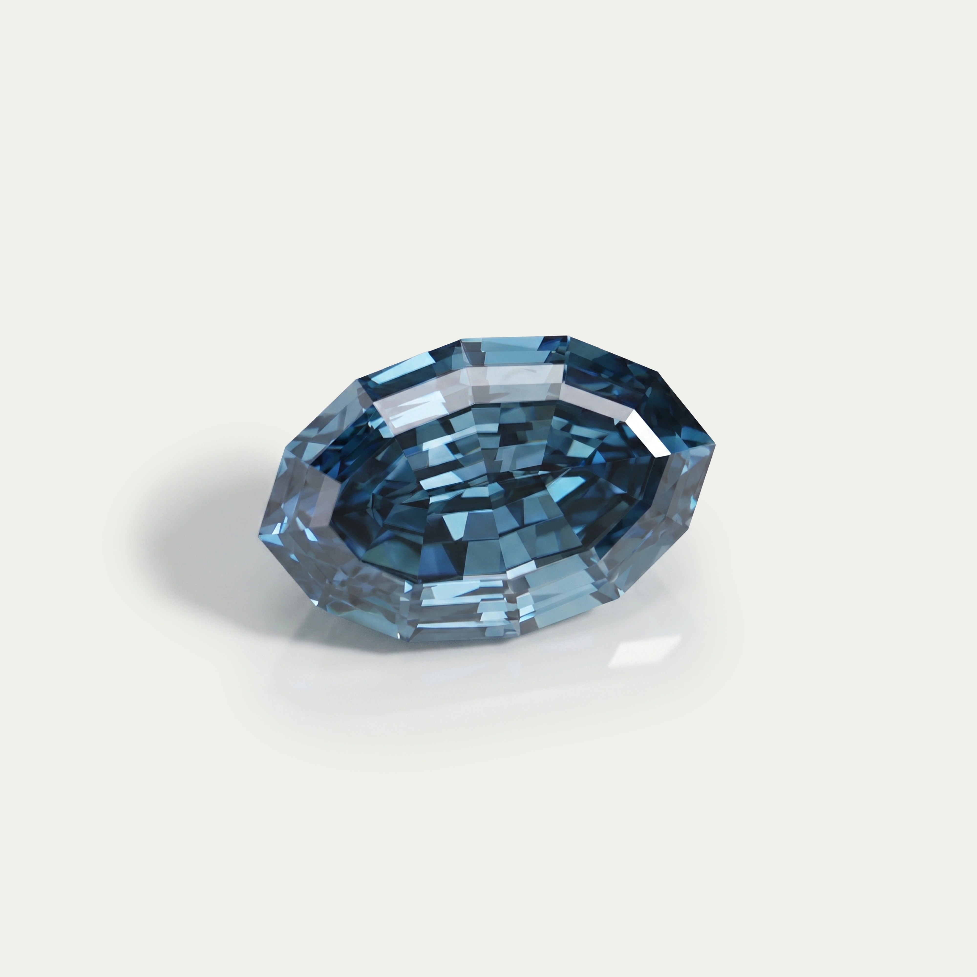 Ouros Jewels 1.03 Carat Step Cut Blue Oval Lab Grown Diamond