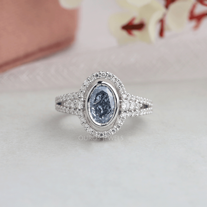 [Blue Oval Cut Diamond Ring]-Ouros Jewels]