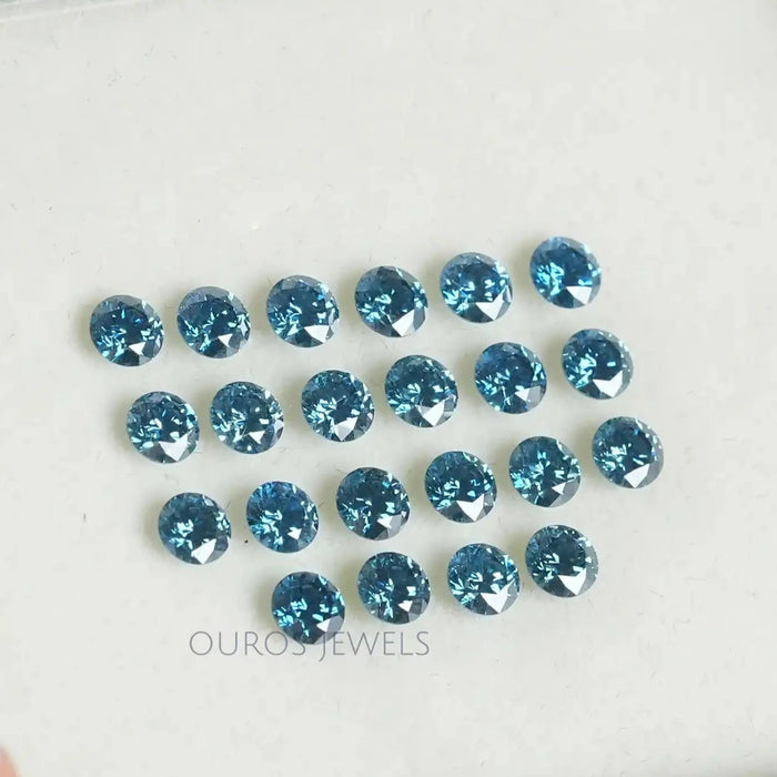 [Side View of Blue Round Loose Lab Diamonds]-[Ouros Jewels]