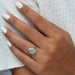 [A Women wearing Blue Pear Cut Lab Diamodn Ring]-[Ouros Jewels]