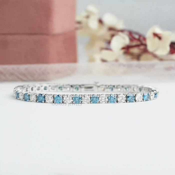 [Blue Diamond Bracelet for Women]-[Ouros Jewels]