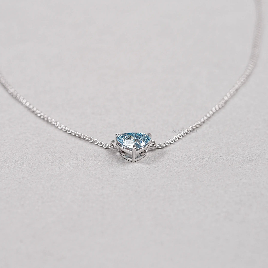 Blue Heart Cut Lab Grown Diamond Solitaire Pendant Necklaces