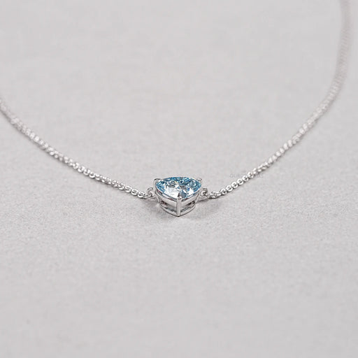 Blue Heart Cut Lab Grown Diamond Solitaire Pendant Necklaces