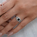Black Emerald Cut Accent Diamond Engagement Ring Rings