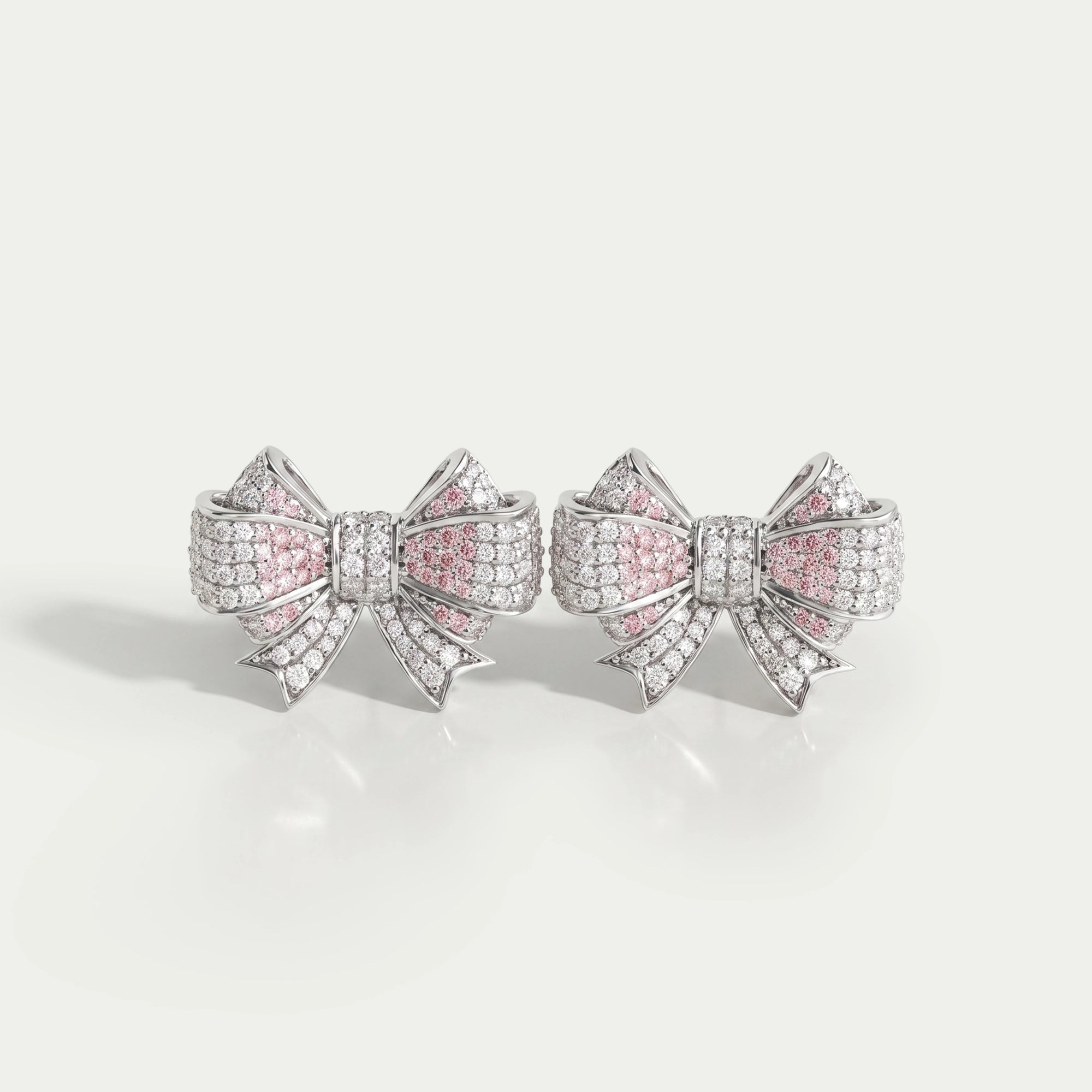 Bow Shape Round Cut cluster Diamond Stud Earrings Earring