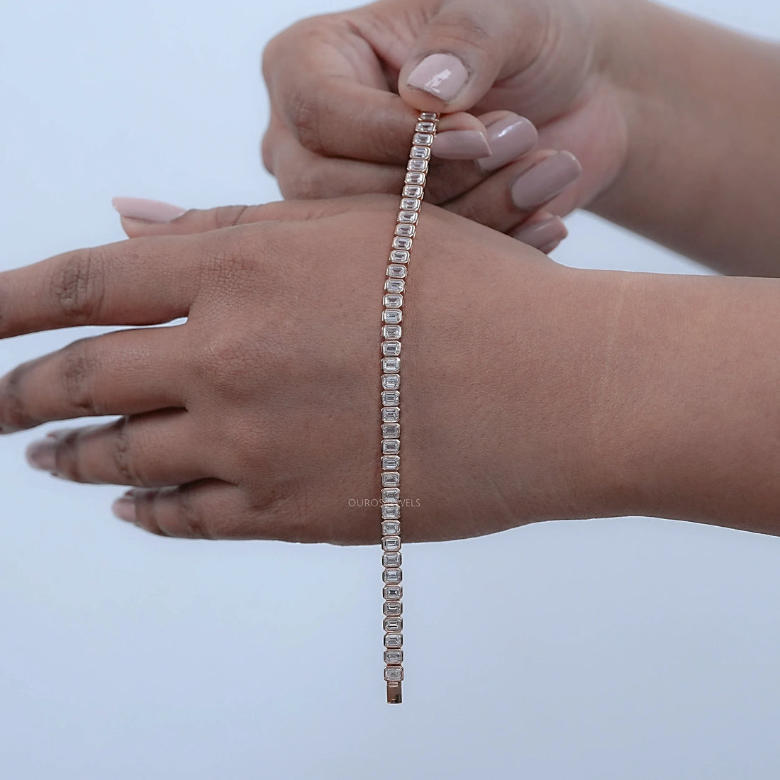 Emerald Cut Bezel Set Tennis Bracelet Bracelet