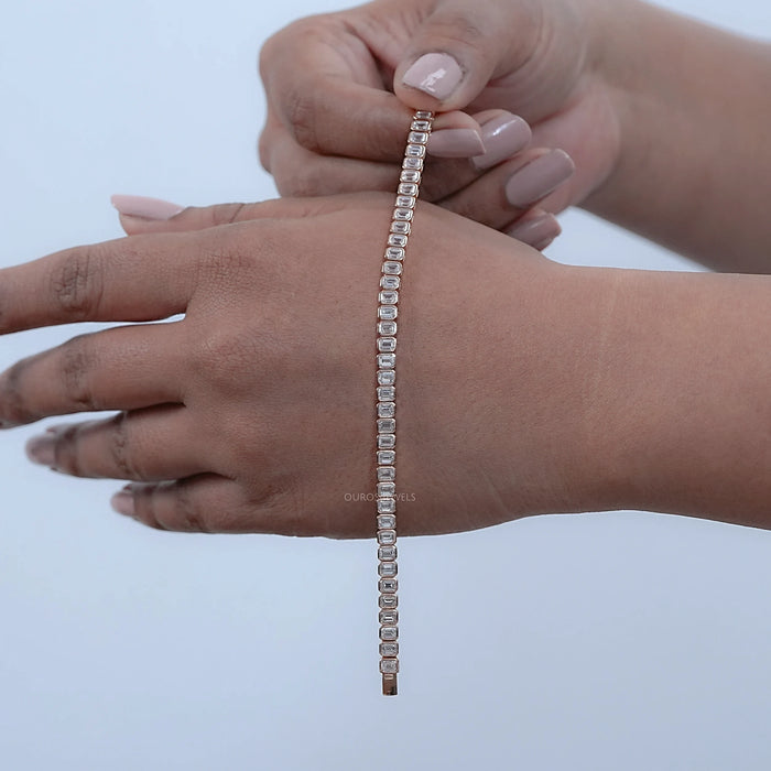 Emerald Cut Bezel Set Tennis Bracelet Bracelet