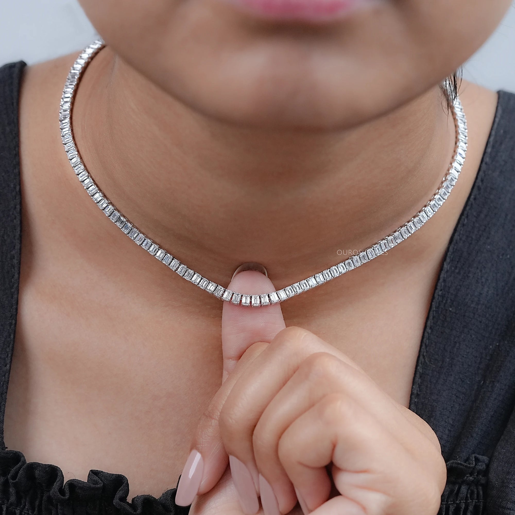 Emerald Lab Grown Diamond Tennis Necklace Necklaces