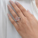 Pink Emerald Lab Diamond Three Stone Hidden Halo Ring Rings