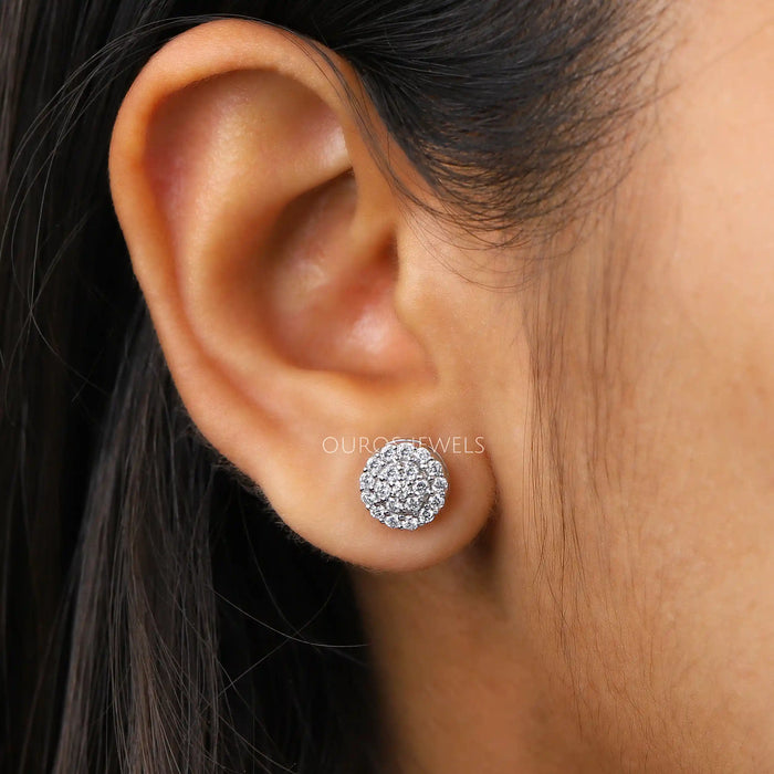 Cluster Round Cut Lab Grown Diamond Stud Earrings