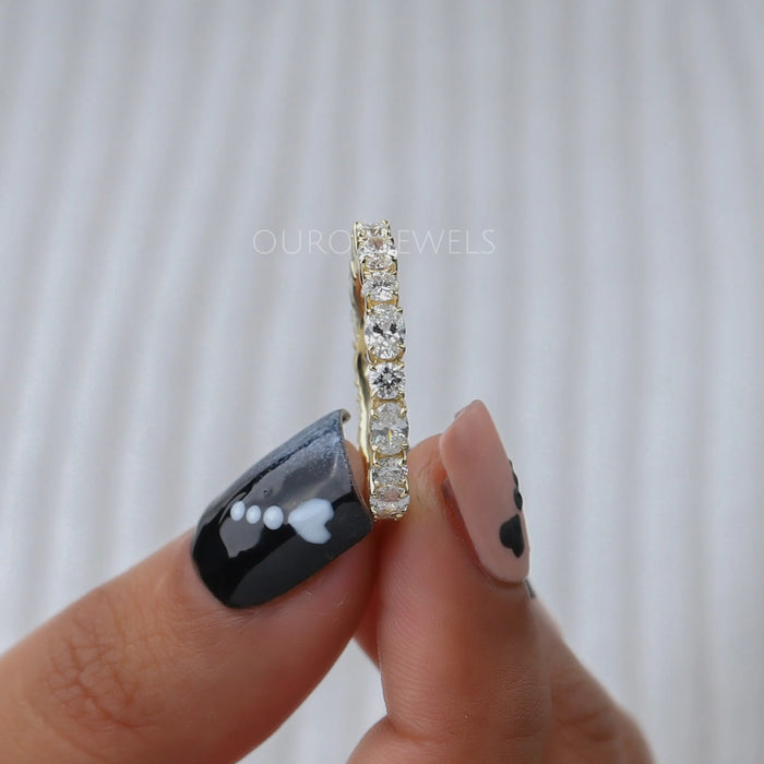 Oval And Round Cut Lab Grown  Diamond  Eternity Band