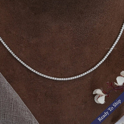 Lab Grown Round Diamond Tennis Necklace