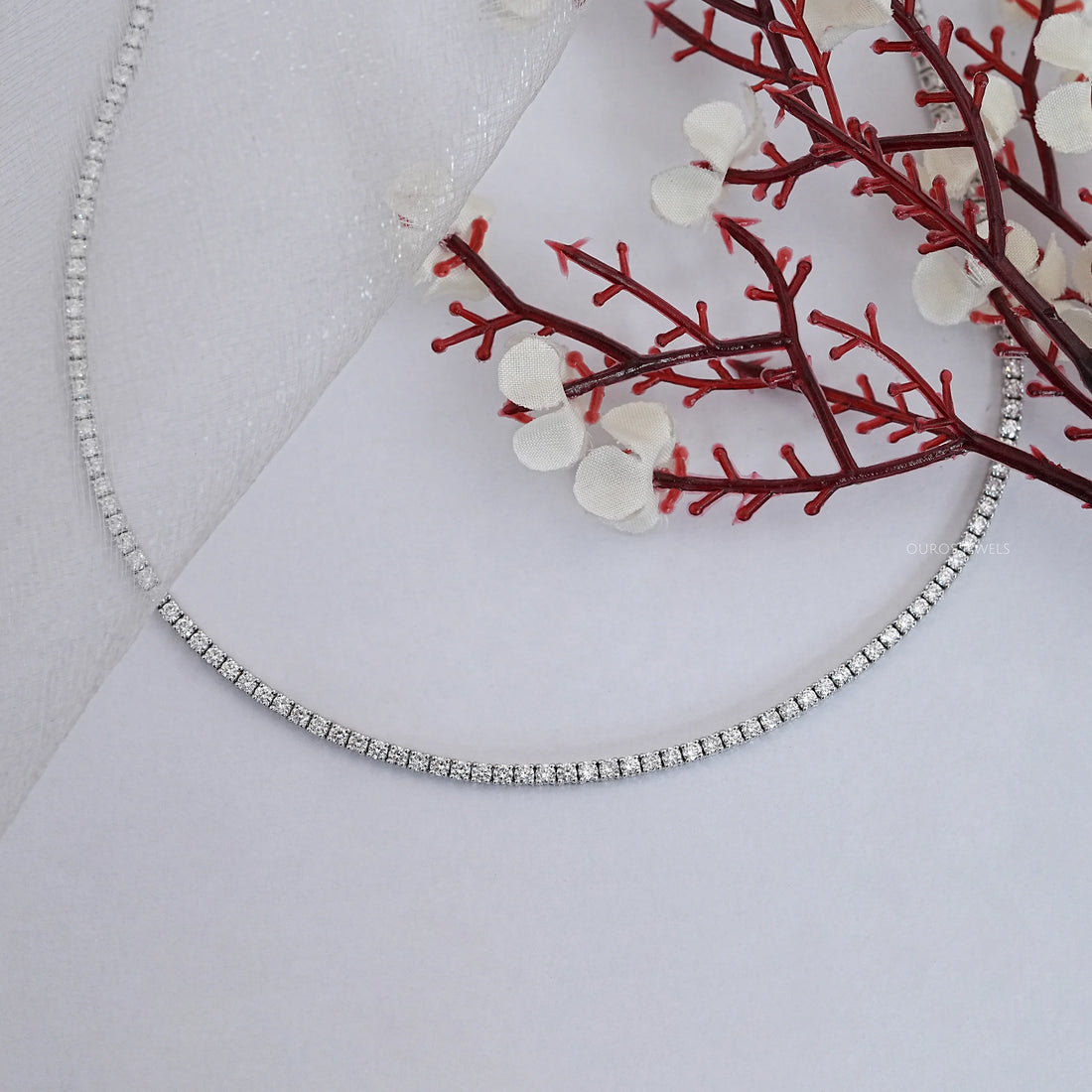 Lab Grown Round Diamond Tennis Necklace