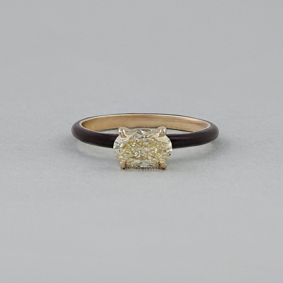 Brown Enamel Solitaire Lab Diamond Ring Ring