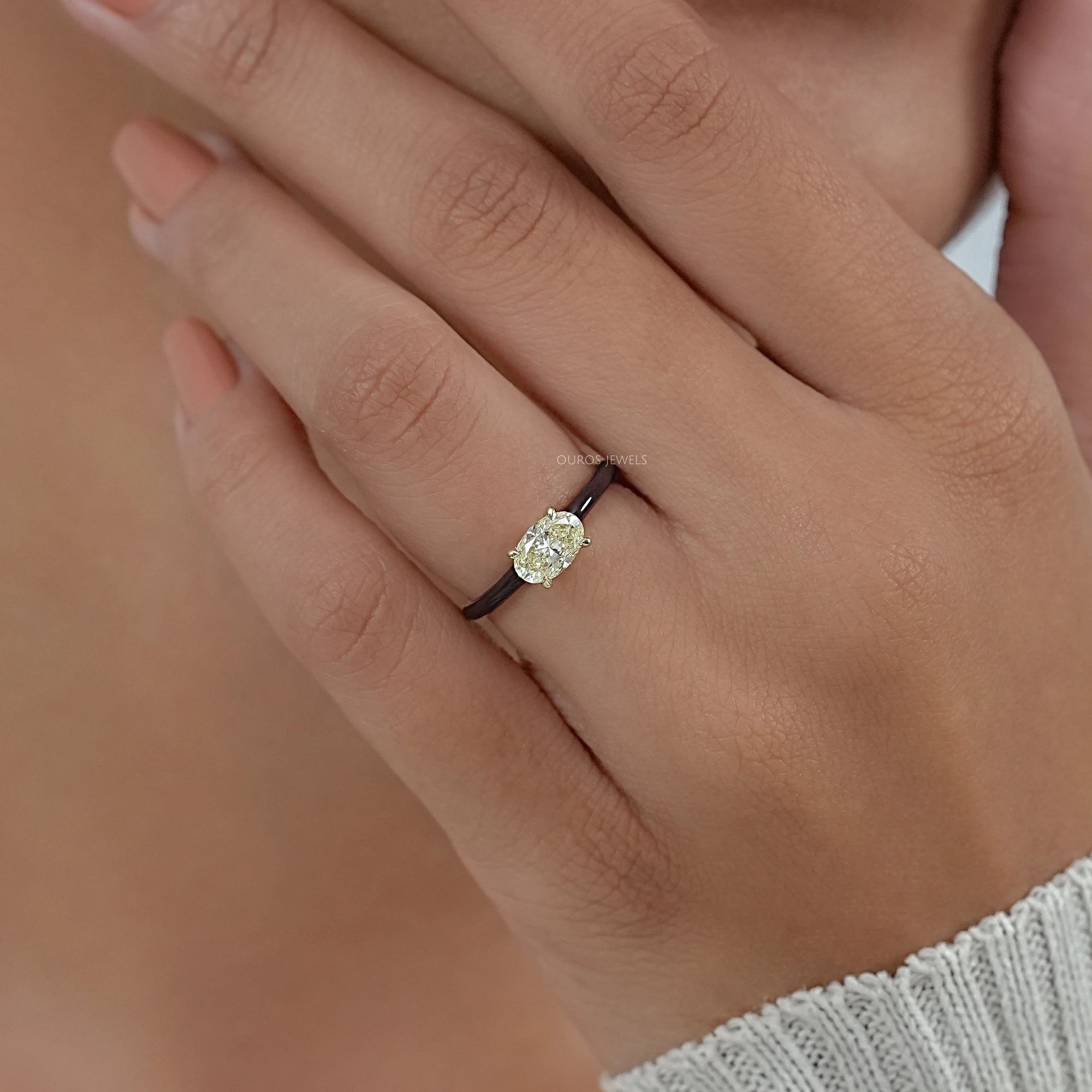 Brown Enamel Solitaire Lab Diamond Ring Ring