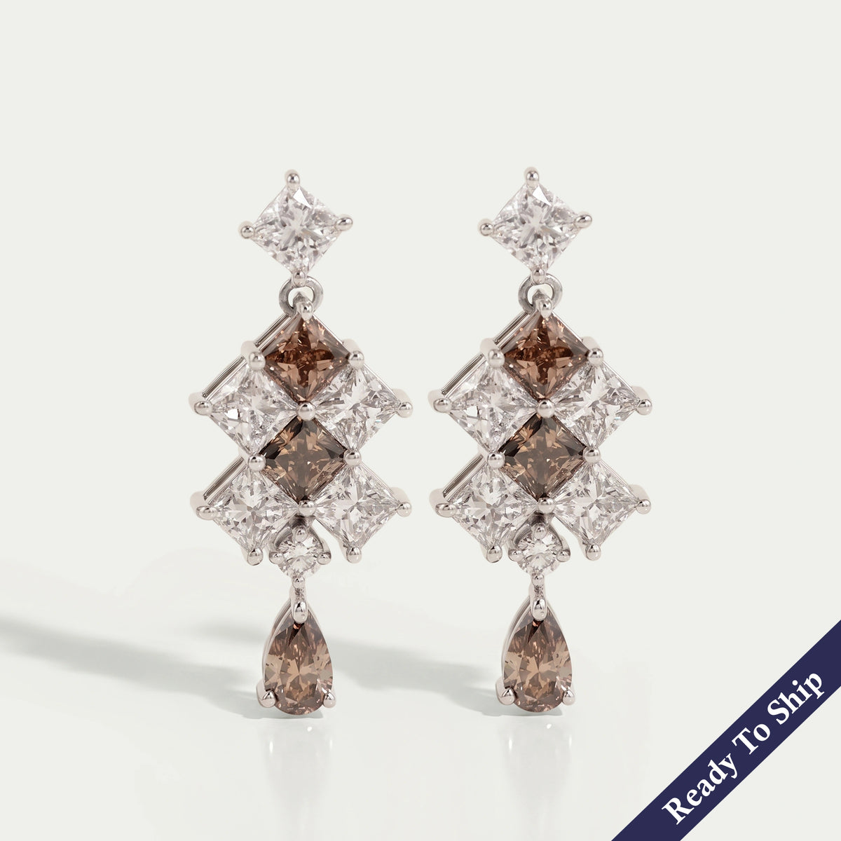 Brown Princess Lab Diamond Drop Earrings Earrings