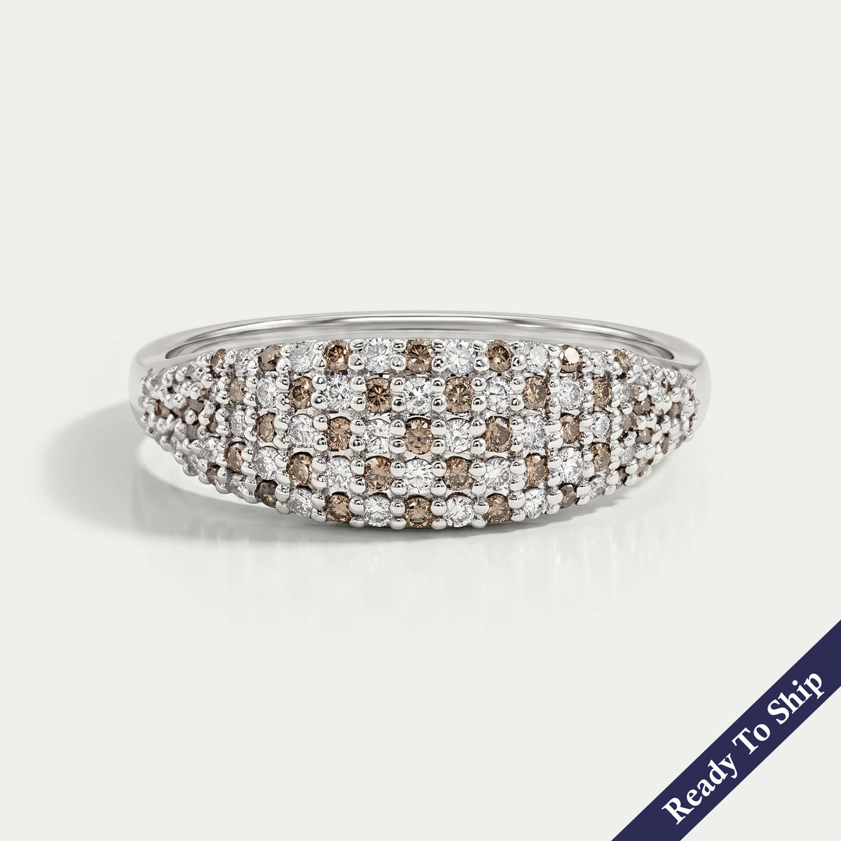 Fancy Brown Round Diamond Pave Set Engagement Ring Ring