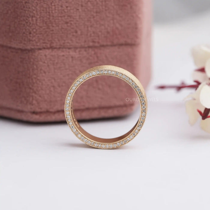 [Brushed Matte Round Diamond Ring]-[Ouros Jewels]