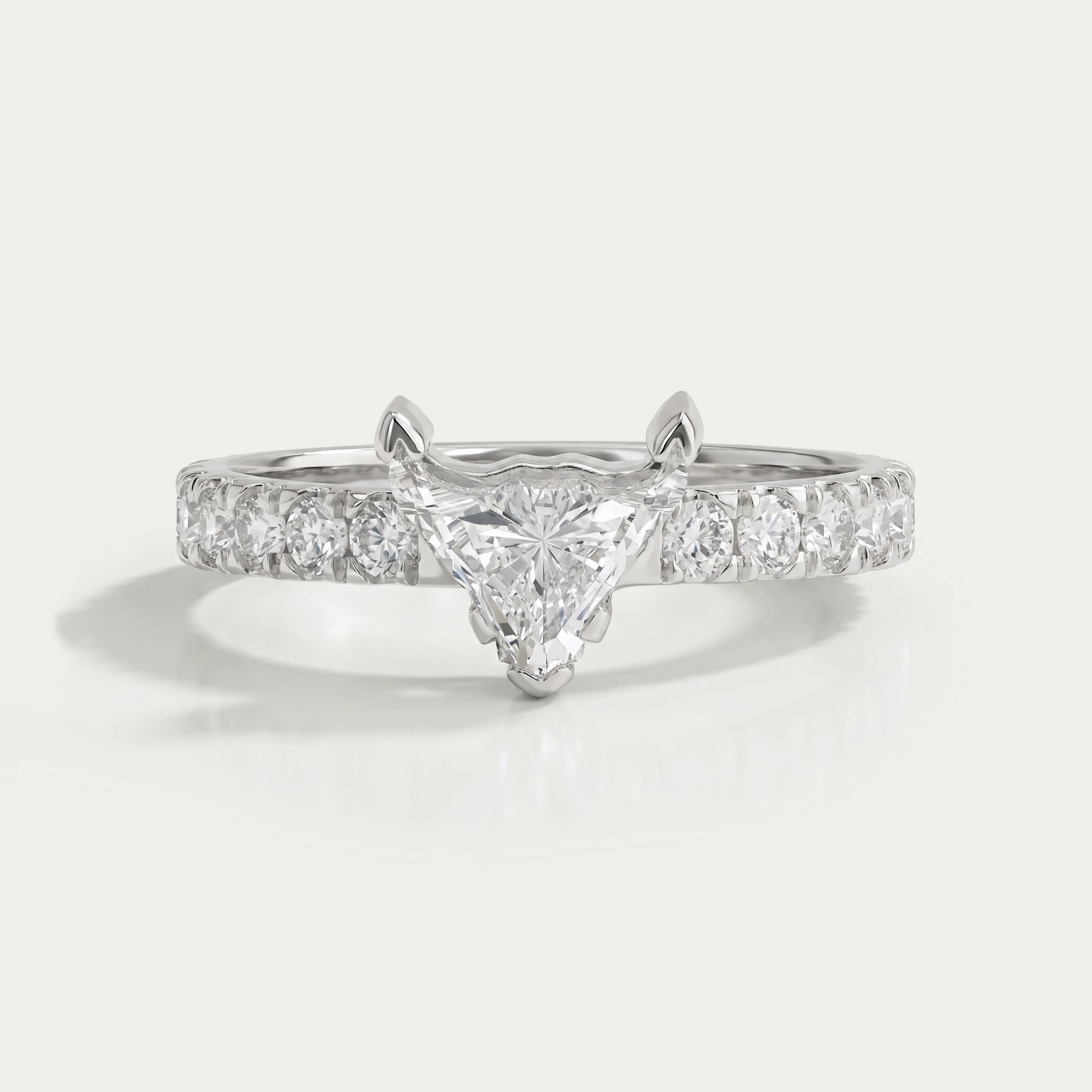 Bull Cut Lab Grown Solitaire Accent Diamond Engagement Ring