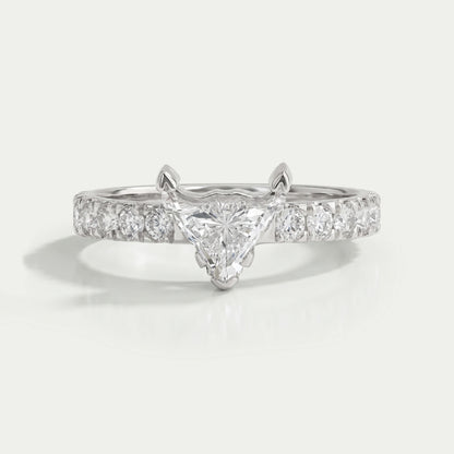 Bull Cut Lab Grown Solitaire Accent Diamond Engagement Ring
