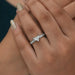 [A Women wearing Bull Cut Diamond Engagement Ring]-[Ouros Jewels]