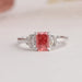 Excellent Side View Of 1.05 Carat Pink Radiant Cut Three Stone Engagement Ring