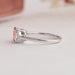 Left Side View Of Pink Lab Diamond Three Stone Engagement Ring Made with 14K Solid White Gold