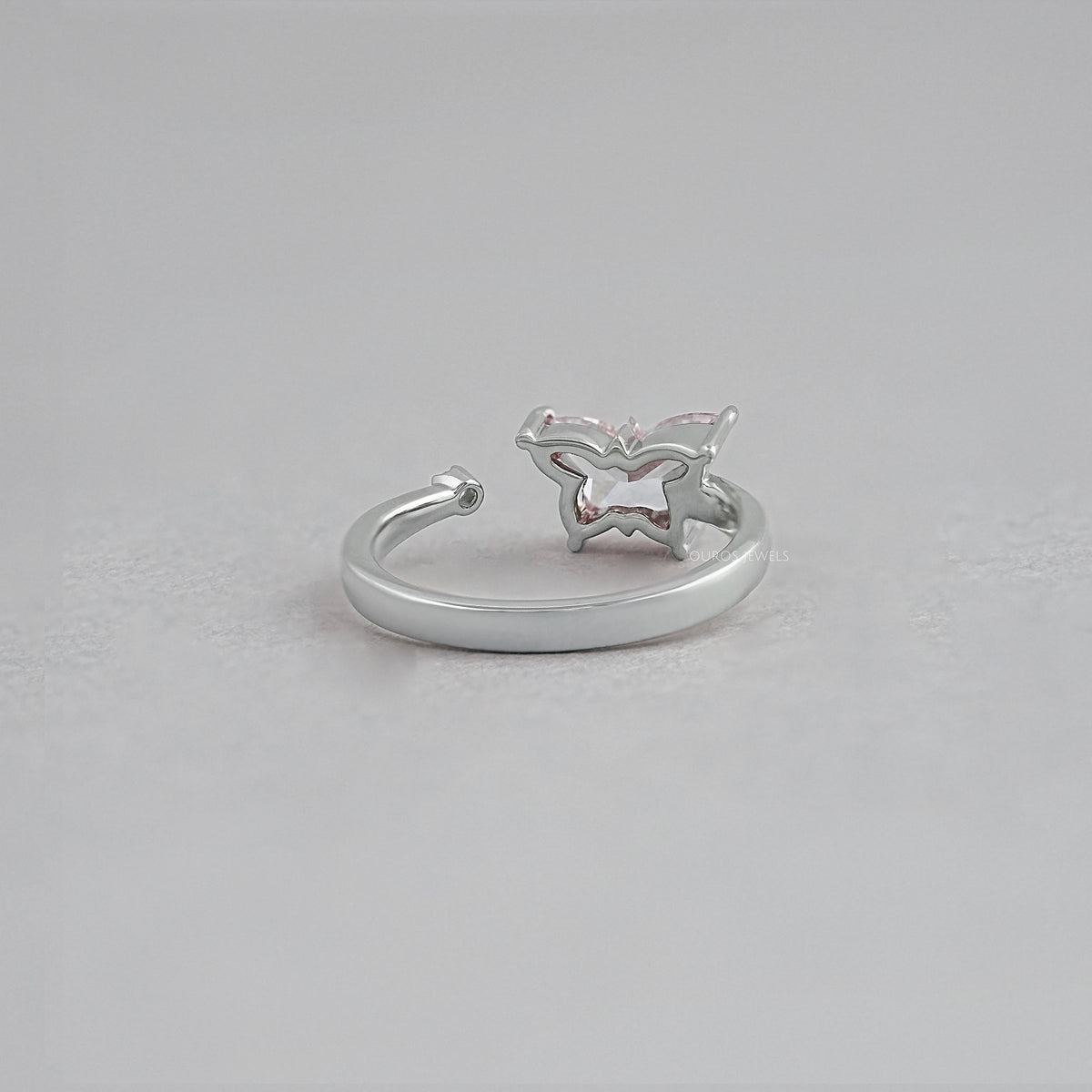 Fancy Vivid Pink Butterfly Cut Diamond Open Cuff Ring Ring