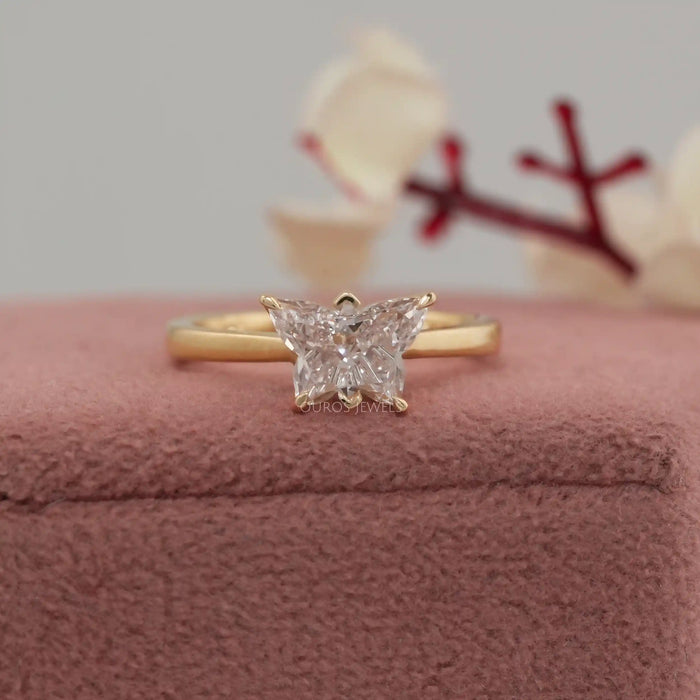 Pink Butterfly Diamond Solitaire Proposal Ring