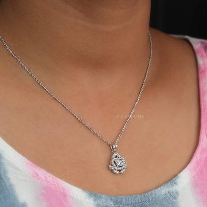 Butterfly Shape Halo Cluster Diamond Pendant