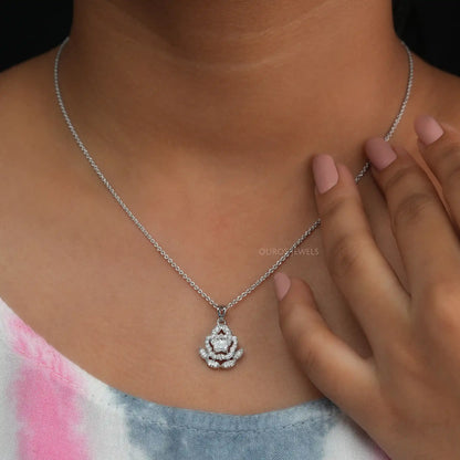 Butterfly Shape Halo Cluster Diamond Pendant