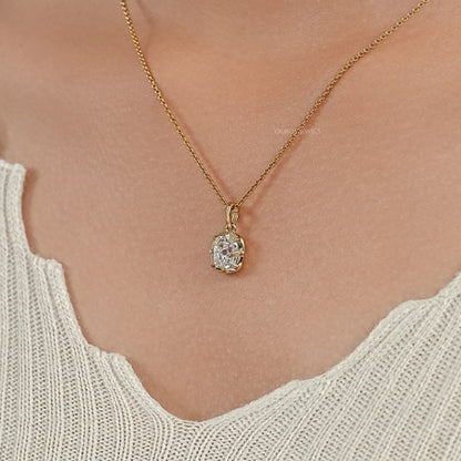 Old Mine Cushion Diamond Solitaire Pendant Necklaces