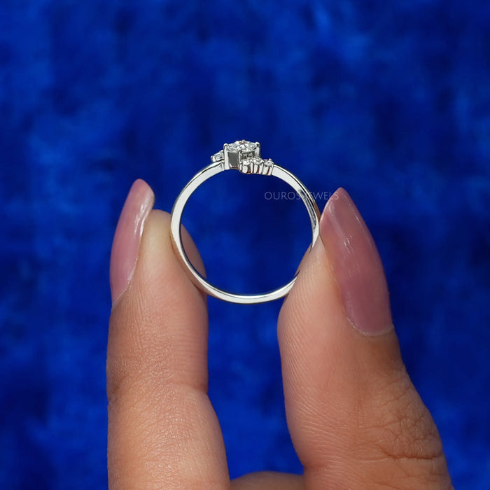[A Women holding Bypass Lab Diamond Ring]-[Ouros Jewels]