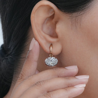 East West Oval Lab Diamond C Hook Earrings Earring