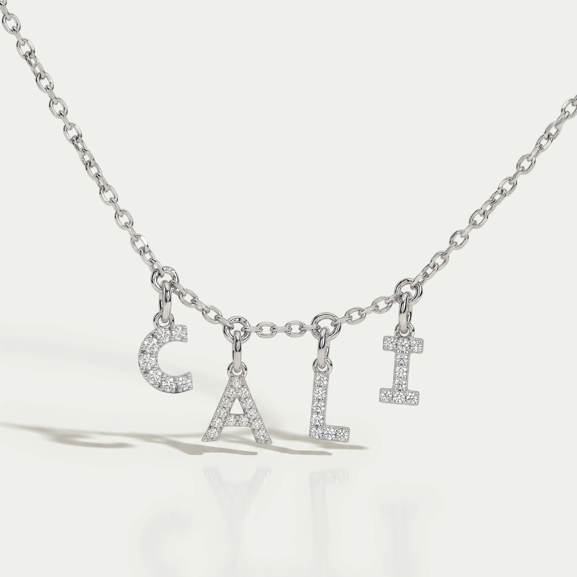 CALI Letter Round Diamond Customize Pendant Necklaces