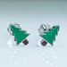 Green Enamel Christmas Tree Earrings For Kids