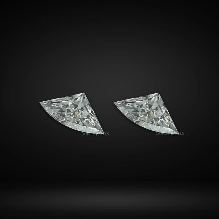 Side Stone of Fan Cut Matching Pair Diamonds on black background 