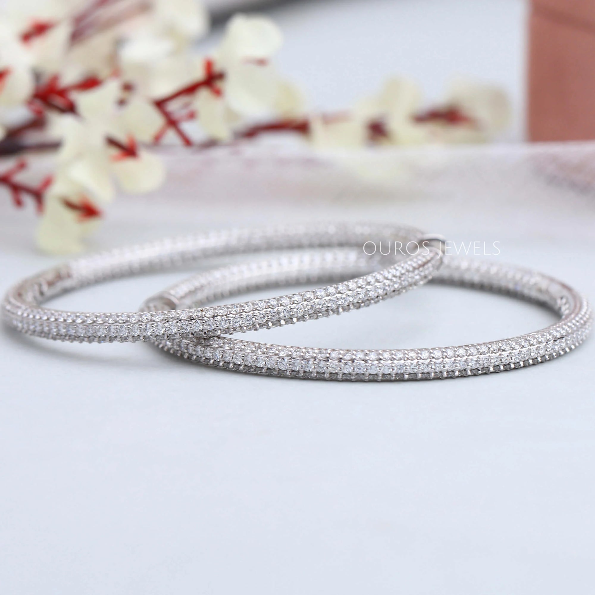 Micro Pave Round Diamond Hoop Earrings Earring