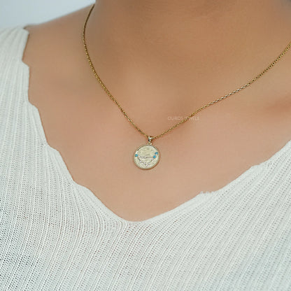 Capricorn Zodiac Sky Blue Gemstone Pendant