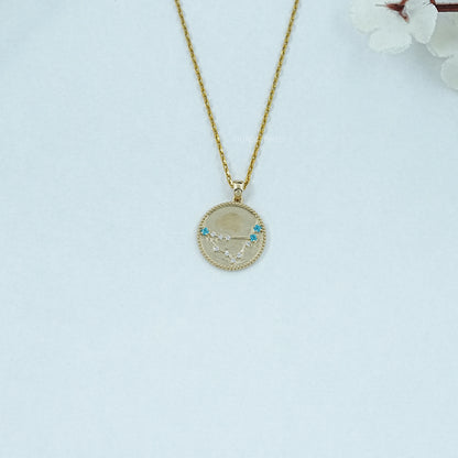 Capricorn Zodiac Sky Blue Gemstone Pendant