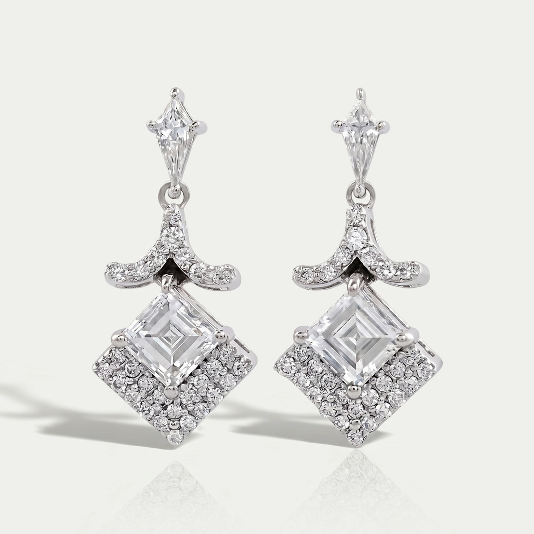 Carre Cut Lab Diamond Dangle Earrings Earring